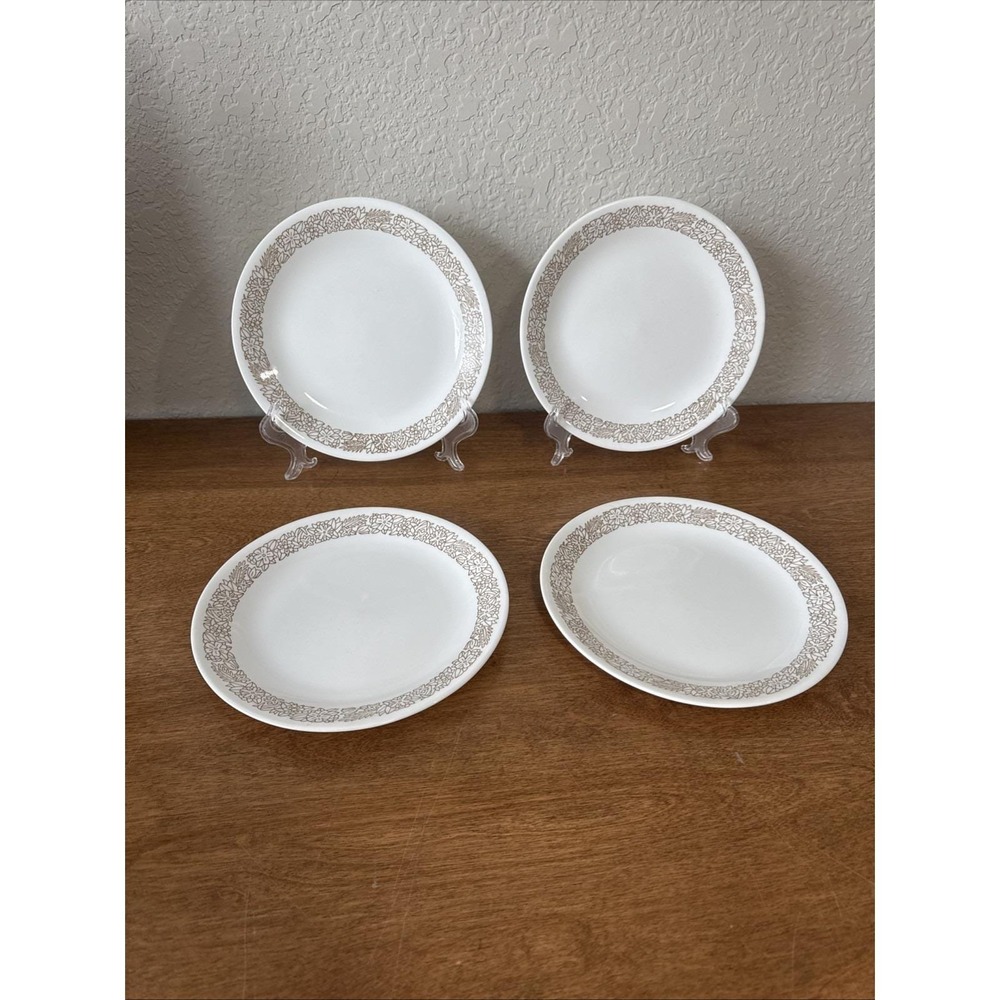 Vintage Corelle Woodland Brown Salad Lunch Plate Set Of 4